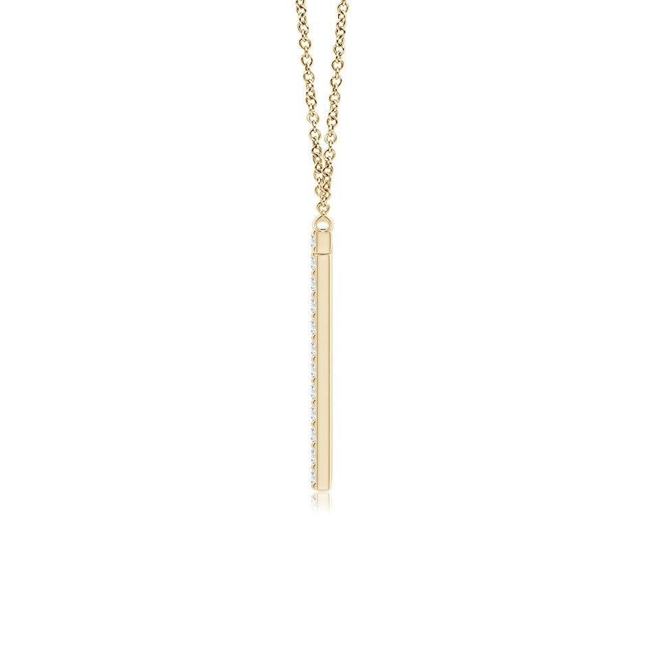 Modern Moissanite Capital "T" Initial Pendant Yellow Gold